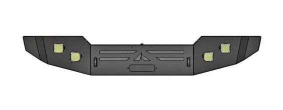 Illustration of a Ford E-Series front bumper with square light cutouts.