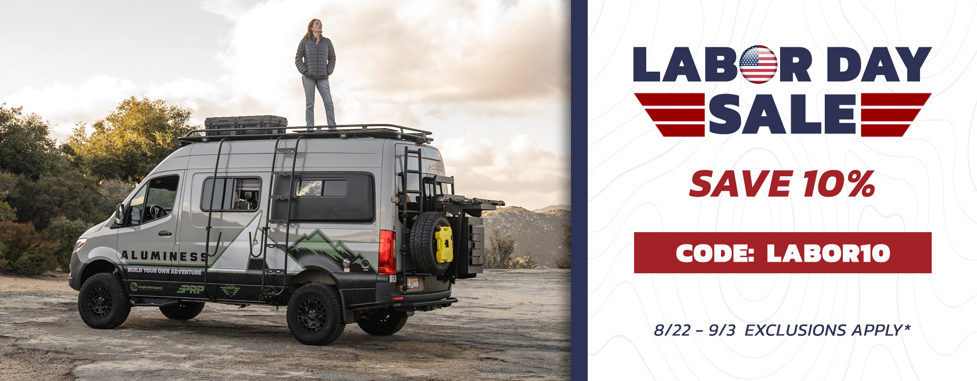 Aluminess Labor Day sale hero image.